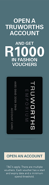 Animated Truworths skyscraper banner, 160 by 600, with the same offer.