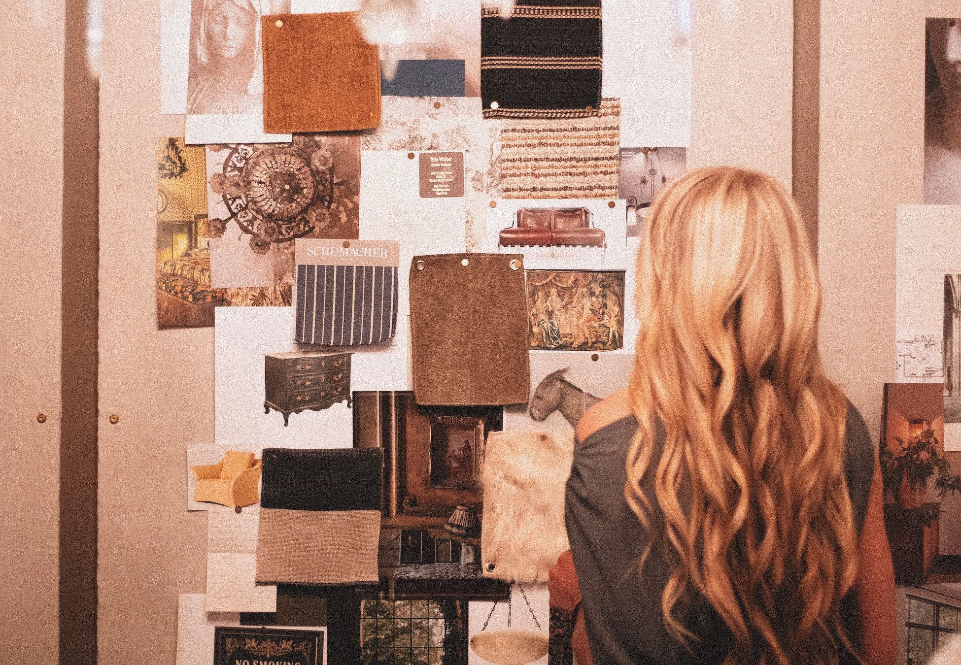 Designer working at a brand mood board